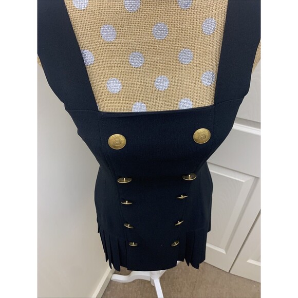 Rare VtG 80’90’BEBE Mini Pleated Dress Set Long Jacket Vest Made USA Sz 6 Small - Picture 7 of 16